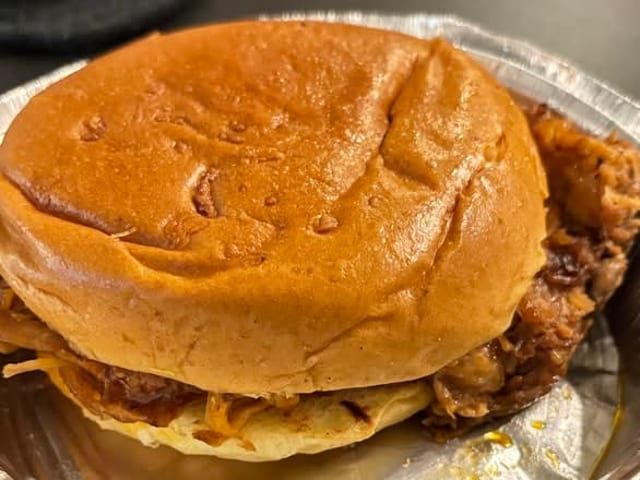 Hickory Smoked Pulled Pork Sandwich.